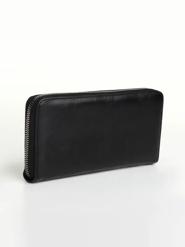 Портмоне мужское на молнии, пять отделений, чёрное