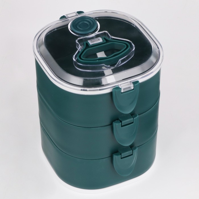 Ланч бокс с отделениями большие, контейнер для еды "Антрима", 2.1 л, с приборами, 3 уровня, 17 х 15