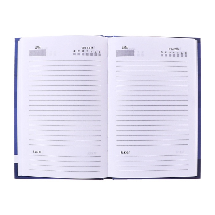 Ежедневник недатированный А5, 128 листов Ежедневник недатированный А5, 128 листов "СИНИЙ", твёрдая обложка, глянцевая ламинация
