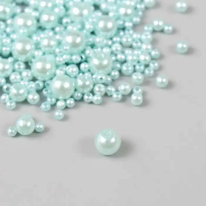 Бусины для творчества пластик "Круглые. Ледяная мята" d=3-8 мм, набор 10 гр