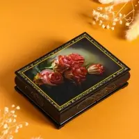 Шкатулка «Розы», 10×14 см, лаковая миниатюра