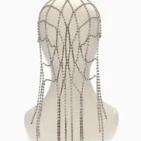 Украшение для волос "Паутина" 44см, цвет белый в серебре Украшение для волос "Паутина" 44см, цвет белый в серебре