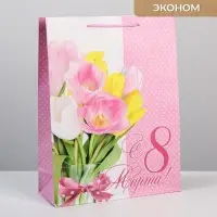 Пакет подарочный ламинированный, упаковка, «8 марта», L 31 х 40 х 11.5 см