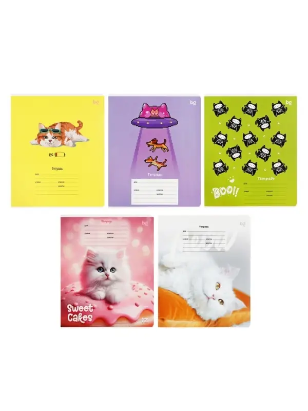 Тетрадь 12 листов в клетку &laquo;Кошечки&raquo;, МИКС