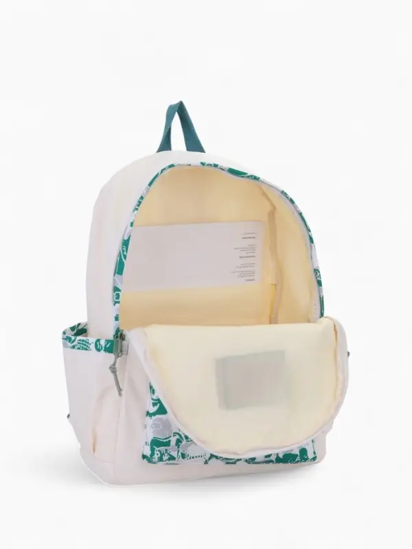Рюкзак школьный на молнии, с карманами, принтом, 27&times;13&times;39 см, белый