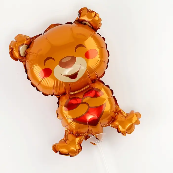 Воздушный шар фольгированный 16 Воздушный шар фольгированный 16" «Мишка с сердцем», фигура, для палочки