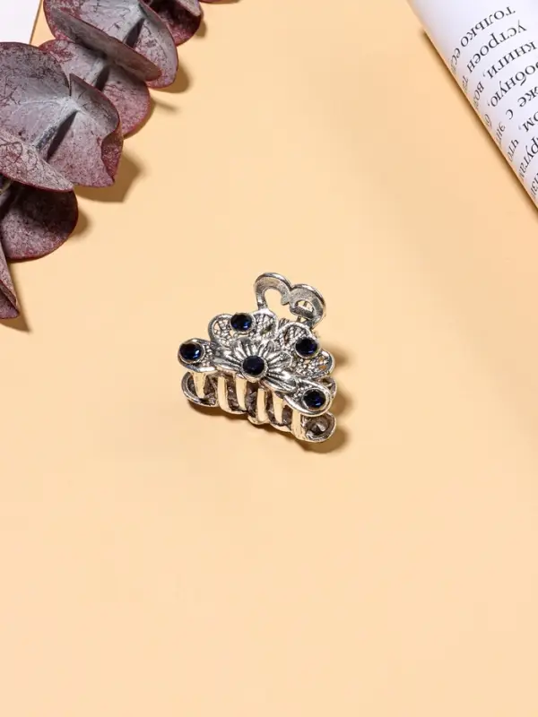 Крабик для волос «Синий туман», цветок, 2.3 см, серебро