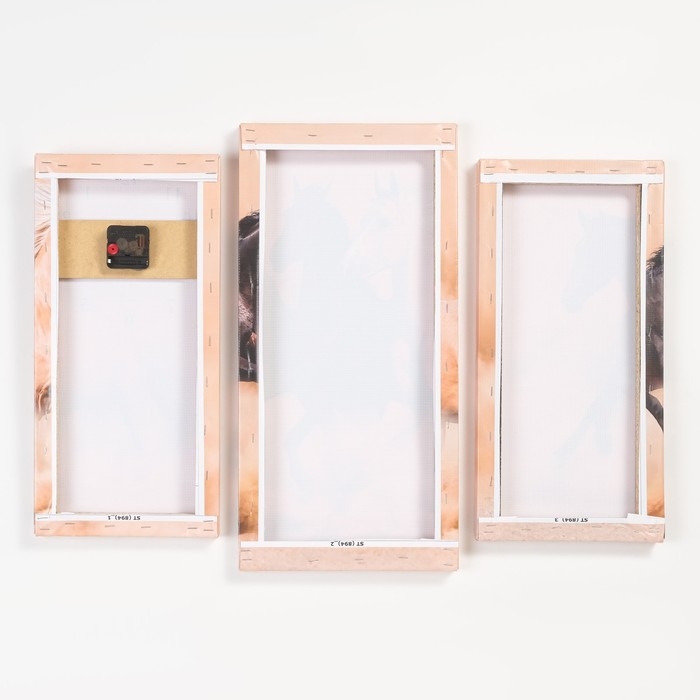 Часы-картина настенные, модульные  Часы-картина настенные, модульные "Лошади", бесшумные, 60 х 80 см, триптих