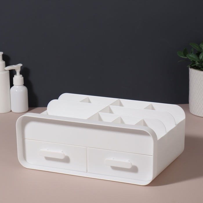 Органайзер 2-х уровн 9секц с 2 ящик 26*16,5*10см бел мат к/кор накл QF