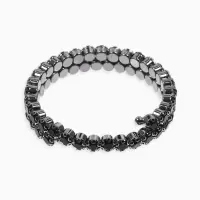 Браслет-пружинка со стразами, цвет чёрный