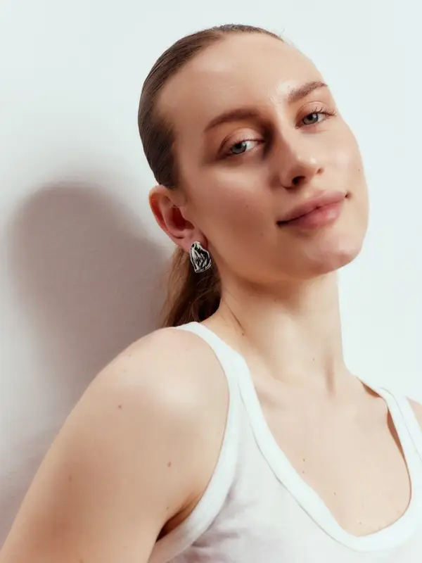 Серьги металл &laquo;Мятые&raquo;, цвет серебро