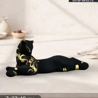 Фигура керамика &laquo;Кошка Багира лежачая&raquo;, роспись, чёрная, 7&times;27&times;10 см