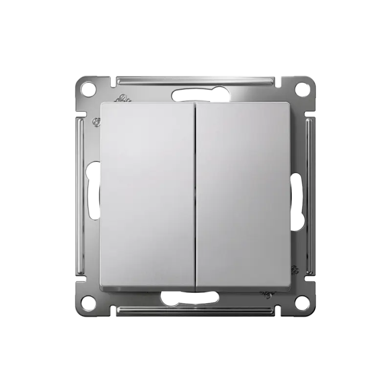 Выключатель двухклавишный ATLASDESIGN схема 5 10АХ механизм алюминий