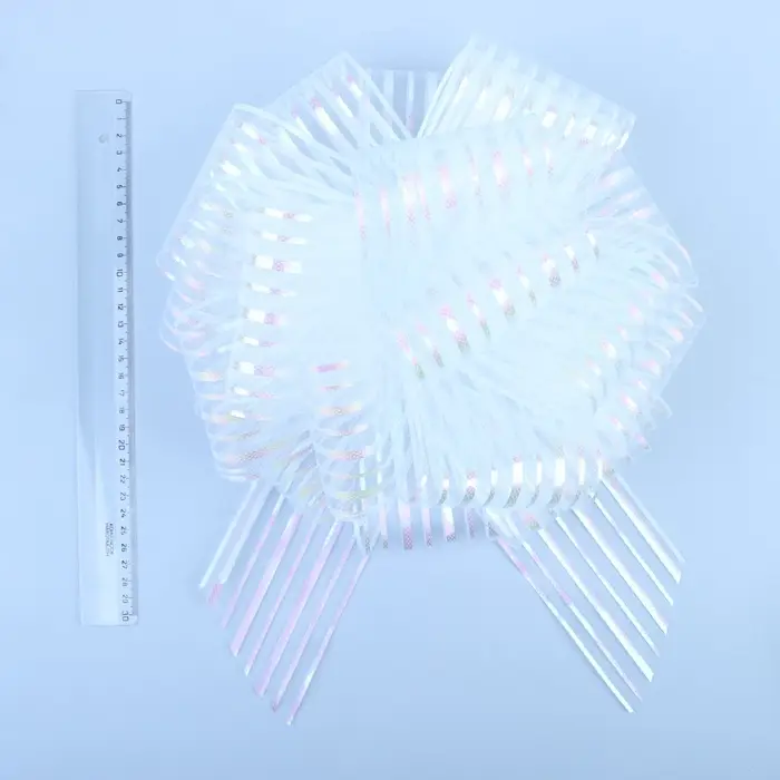 Подарочный бант - шар №10 &laquo;Полоски&raquo;, белый, для упаковки подарков