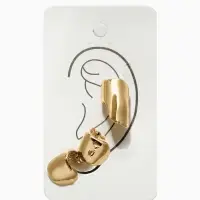 Набор серьги и каффа 3 шт. &laquo;Минимализм&raquo;, тренд, цвет золото