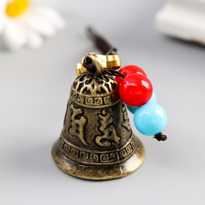 Колокольчик металл  Колокольчик металл "Греческий орнамент" с цветными бусинами d=2,5 см 5х2,7х2,7 см