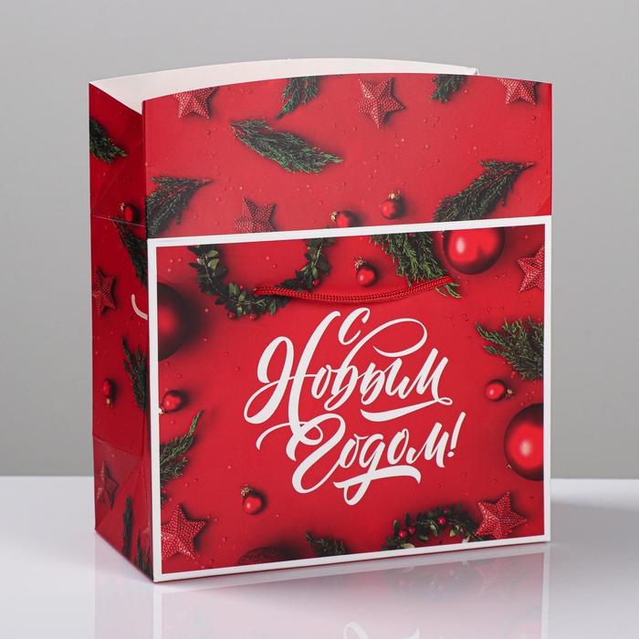 Пакет—коробка «Счастья в новом году!», 23 х18 х11 см, Новый год Пакет—коробка «Счастья в новом году!», 23 х18 х11 см, Новый год