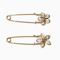 Набор булавок (4 шт.) &laquo;Цветы&raquo;, 8 см, белый в золоте