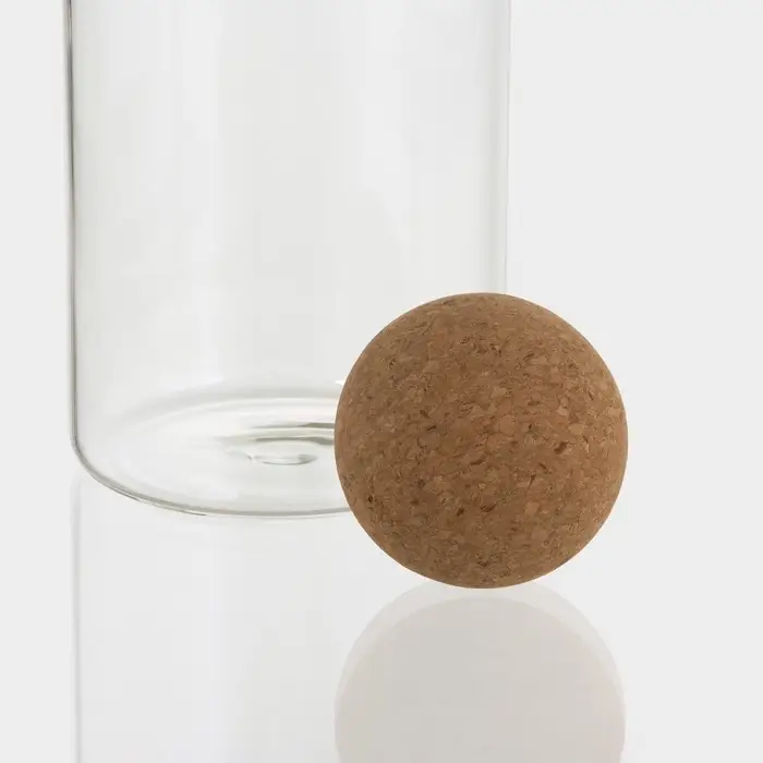 Банка для хранения сыпучих &laquo;Эко&raquo;, 1.2 л, 9.5&times;24 см, с пробковой крышкой, стекло