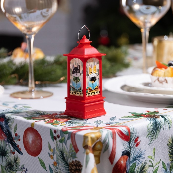 Светодиодная фигура «Красный фонарь с котиками» 5 × 12 × 5 см, пластик, батарейки AG13х3 (в комплекте), свечение тёплое белое