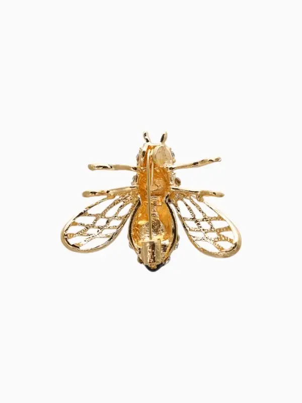 Брошь &laquo;Шмель&raquo;, чёрная, белый в золоте