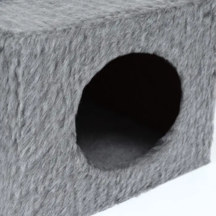 Домик-когтеточка, 53&times;35&times;65 см, квадратный, 2 уровня, серый