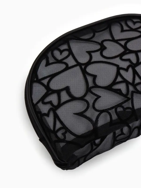 Косметичка дор Сердца 22*4*15, отд на молнии,  черный