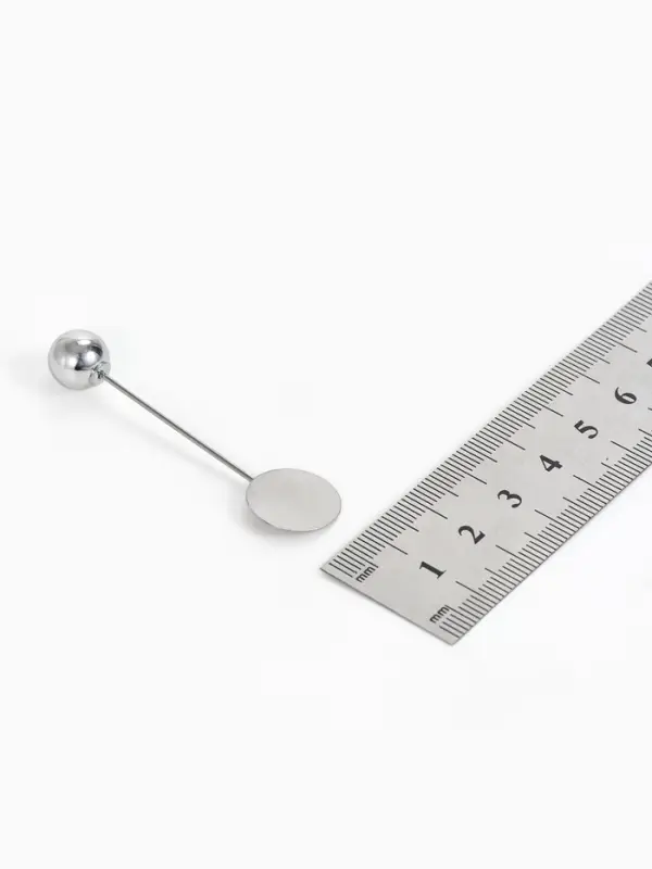 Основа для булавки с шариком d=1 см (набор 5 шт.), L=5 см, площадка 1.5 см, цвет серебро