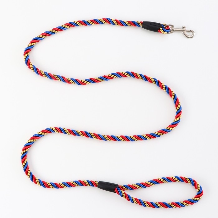 Поводок круглый Поводок круглый "Скрутка", 1 х 120 см, сине-красно-жёлтый
