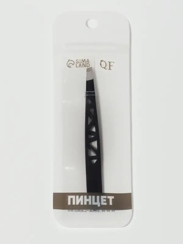 Пинцет &laquo;Геометрия&raquo;, скошенный, 9.5 см, чёрный