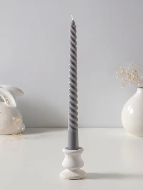 Свеча витая 25 см, 57 г, 5 ч, серый