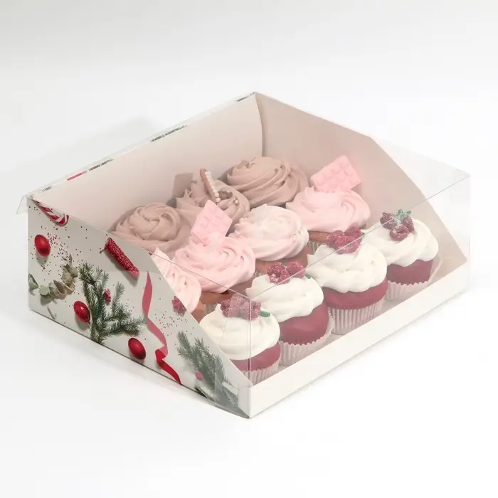 Коробка для кондитерских изделий с PVC-крышкой «Ветки», 25 х 22,5 х 10 см Коробка для кондитерских изделий с PVC-крышкой «Ветки», 25 х 22,5 х 10 см