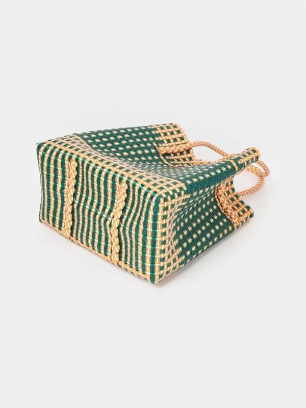 Сумка плетёная, 40&times;20&times;55 см, пластик, зелёно-бежевая