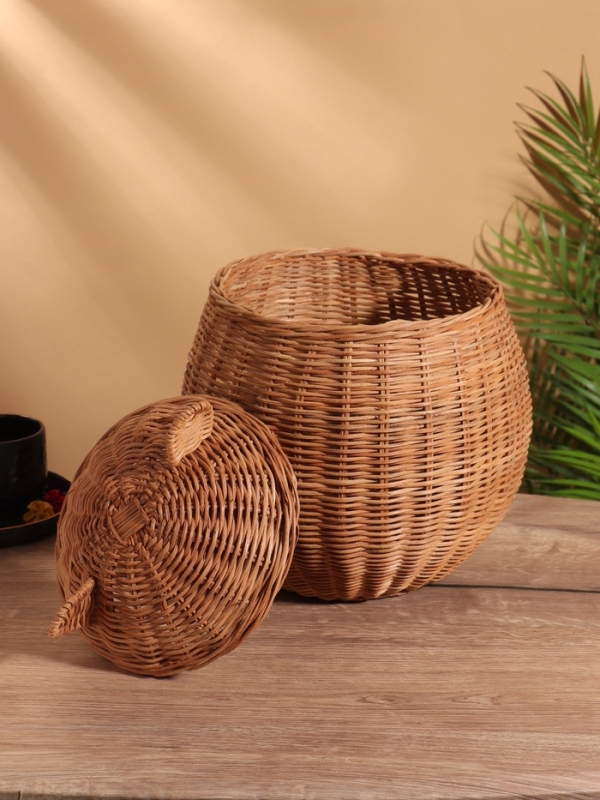 Корзина с крышкой, 25х25х34 см, ротанг