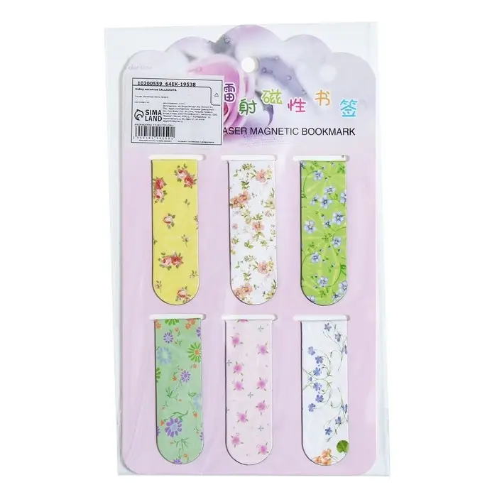 Набор магнитных закладок для книг Calligrata 6 штук, Набор магнитных закладок для книг Calligrata 6 штук, "Цветы", МИКС