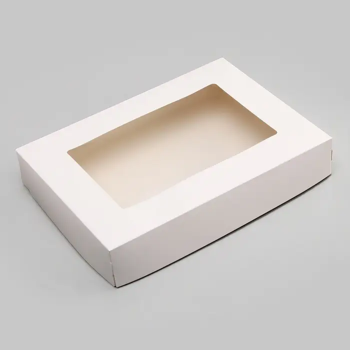 Коробка складная, с окном, белая, 28 х 20 х 5 см