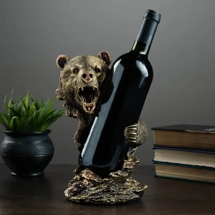 Подставка для бутылки &laquo;Медведь&raquo;, под бронзу 15&times;16&times;25 см
