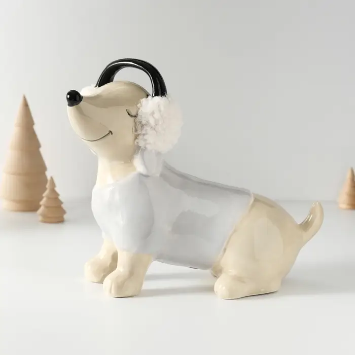 Копилка для денег &laquo;Собачка в тёплых наушниках&raquo;, керамика, 21.7&times;10&times;18.8 см