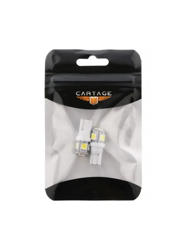 Светодиодная лампа для автомобиля Cartage, T10 W5W, 12 В, 5 SMD-5050, набор 2 шт.