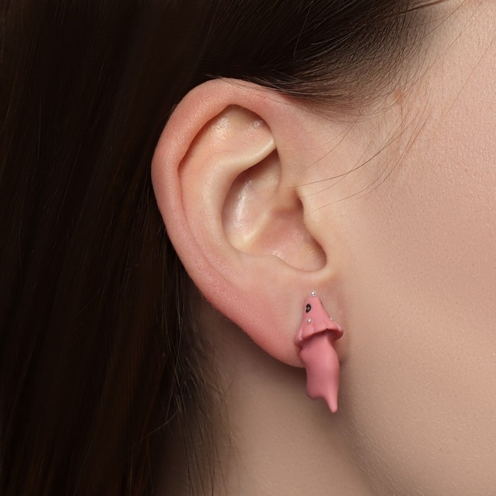 Серьги из полимерной глины «Динозавр», цвет розовый Серьги из полимерной глины «Динозавр», цвет розовый