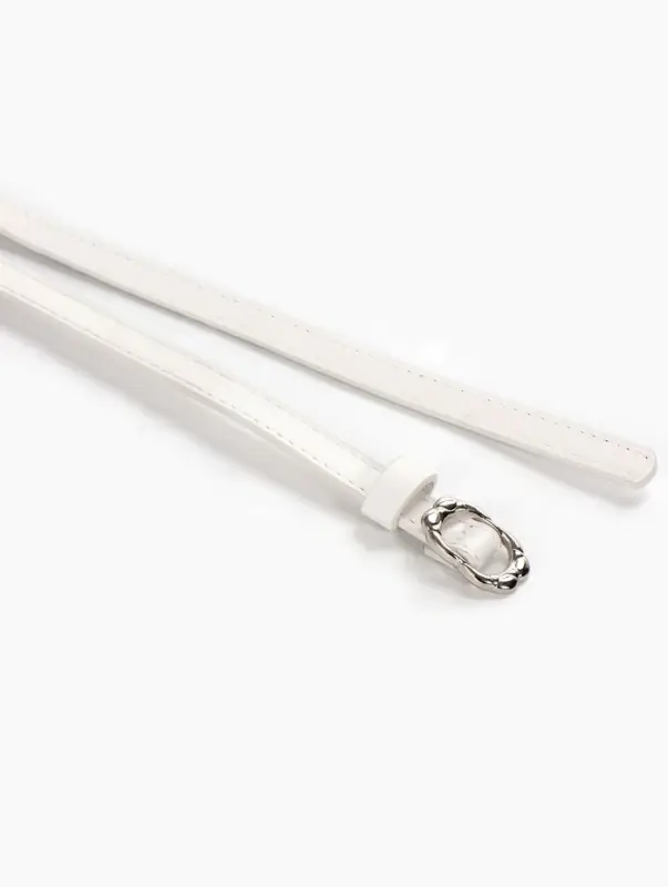 Ремень женский, узкий, 1.4&times;105 см, металлическая пряжка, белый