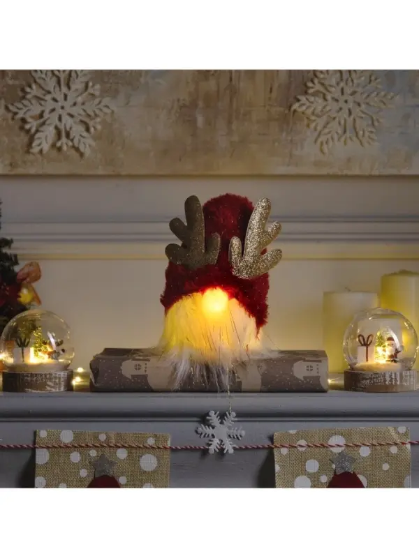 Светодиодная фигура &laquo;Гном красный&raquo; 12&times;19&times;12 см, текстиль, от батареек AG10&times;3, свечение тёплое белое