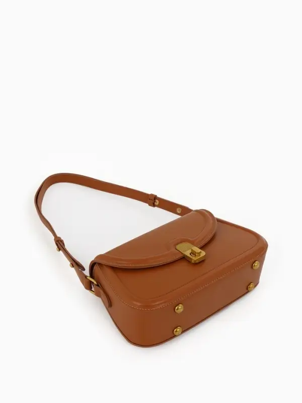 Сумка женская мессенджер TEXTURA на клапане, 23&times;6&times;13 см, коричневая