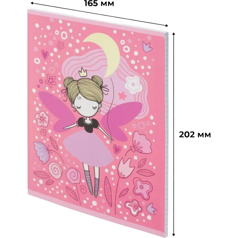 Тетрадь общая А5 48л №1School Фея,клет,скреп, ВД-лак 4шт/уп(1819926)