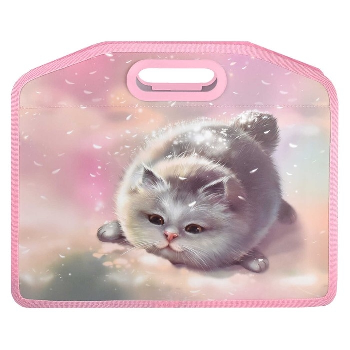 Папка с ручками пластиковая А4, 370 х 300 х 110 мм, с вырубной ручкой, Феникс Папка с ручками пластиковая А4, 370 х 300 х 110 мм, с вырубной ручкой, Феникс "Кот"