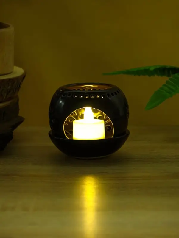 Аромалампа "Магнолия" керамика, цв. тёмно-коричневый, 10х10х9 см