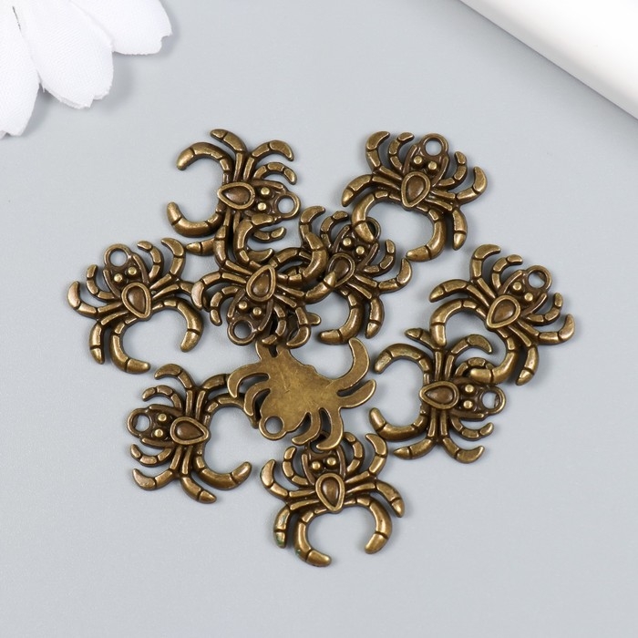 Декор для творчества металл Декор для творчества металл "Паук" набор 10 шт бронза 1,8х1,8 см