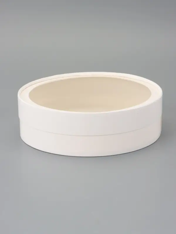 Коробка подарочная круглая с окном, завальцованная, белая, 20×6 см Коробка подарочная круглая с окном, завальцованная, белая, 20×6 см