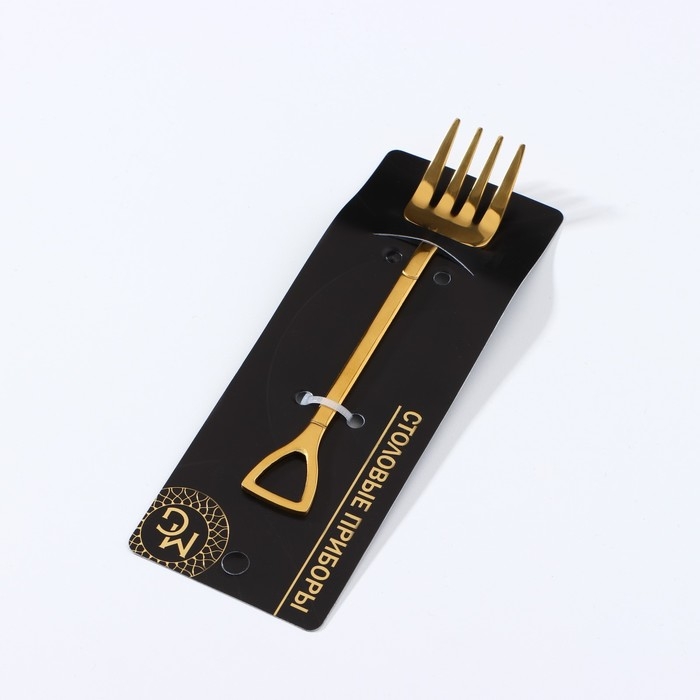 Вилка десертная из нержавеющей стали Magistro «Грабли», длина 12 см, цвет золотой Вилка десертная из нержавеющей стали Magistro «Грабли», длина 12 см, цвет золотой