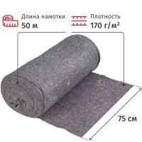 Полотно техническое холстопр. ХПП серое, рул 0,75х50м, пл. 170 г/м2